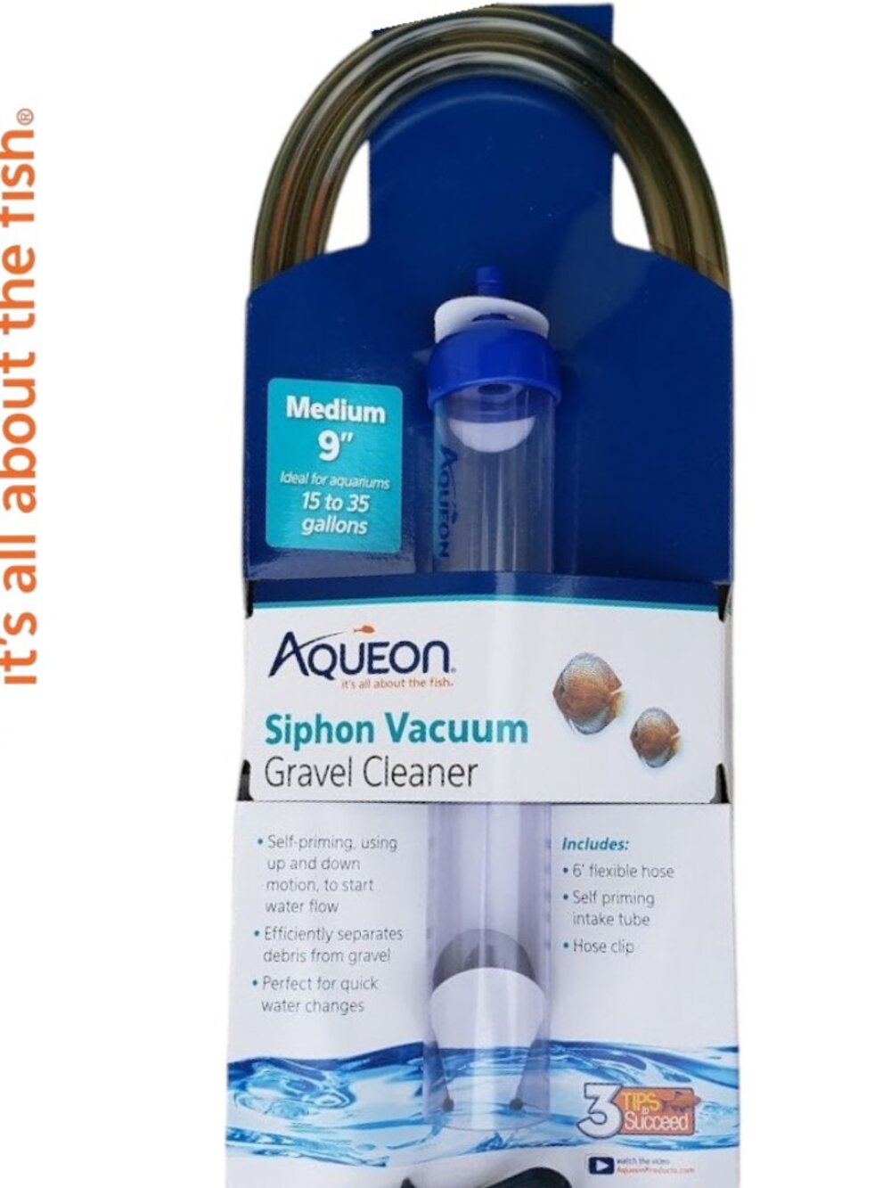 New Aqueon Aquarium Fish Tank Siphon Vacuum Gravel Cleaner Hand Syphon Pump Hose